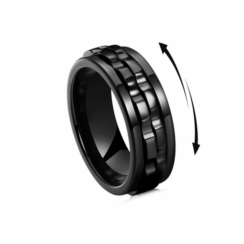 Titanium Spinner Square Texture Ring Fidget โ photo 4