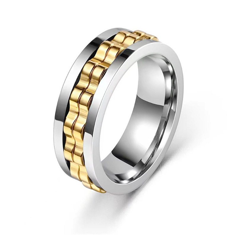 Titanium Spinner Square Texture Ring Fidget