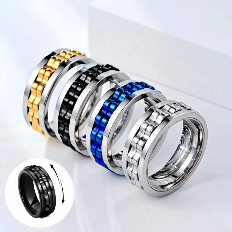 Titanium Spinner Square Texture Ring Fidget โ photo 3