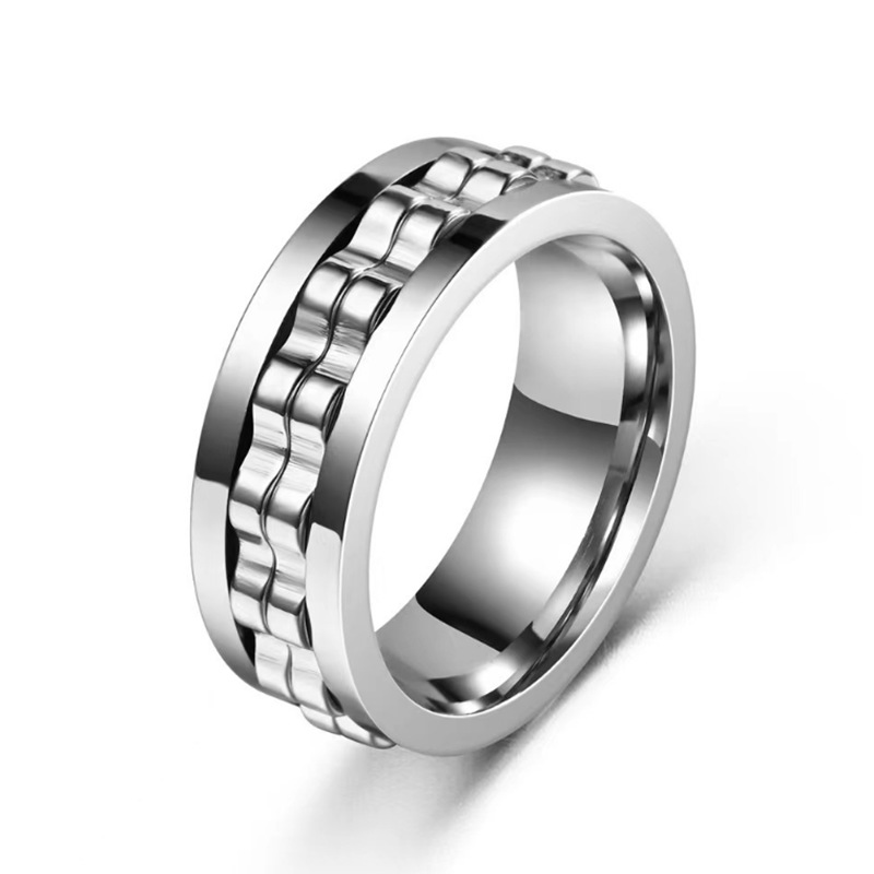 Titanium Spinner Square Texture Ring Fidget โ photo 2