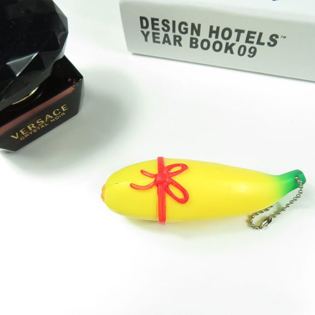Banana Squeeze Keychain (Red Bow)
