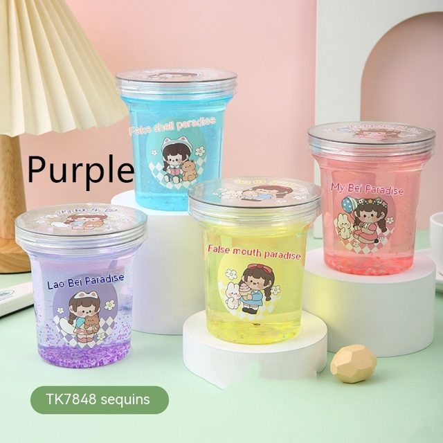 Purple Glitter Sequin Slime Cup